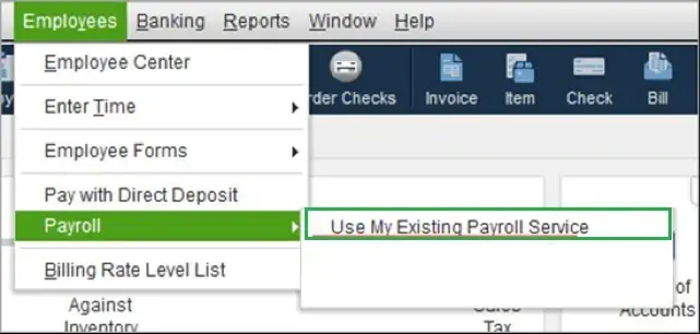 Use my existing payroll service screenshot