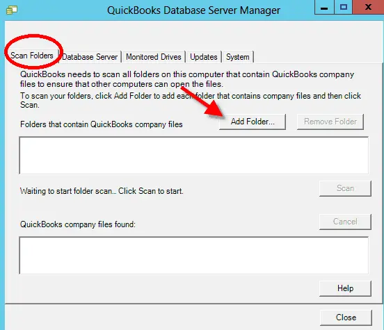 open the QuickBooks Database Server Manager