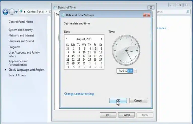 Verify Time and Date Settings