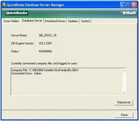 Database Server Manager option 1